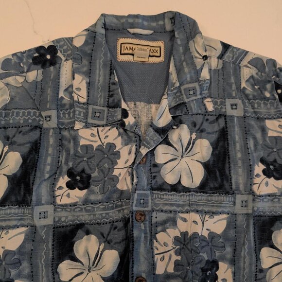 Jamaica Jaxx 100% Silk Sz XL Men's AOP Blue Floral Button Up Casual Hawaiian - Picture 5 of 10